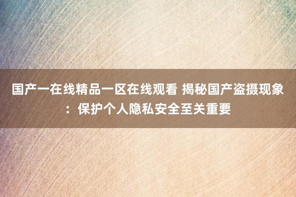 国产一在线精品一区在线观看 揭秘国产盗摄现象：保护个人隐私安全至关重要