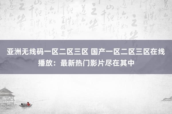 亚洲无线码一区二区三区 国产一区二区三区在线播放：最新热门影片尽在其中