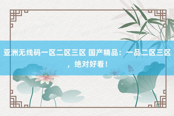 亚洲无线码一区二区三区 国产精品：一品二区三区，绝对好看！