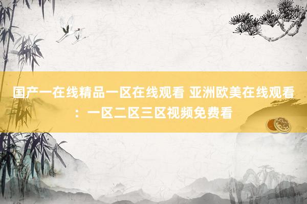国产一在线精品一区在线观看 亚洲欧美在线观看：一区二区三区视频免费看