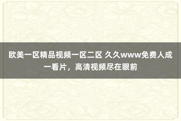 欧美一区精品视频一区二区 久久www免费人成一看片，高清视频尽在眼前