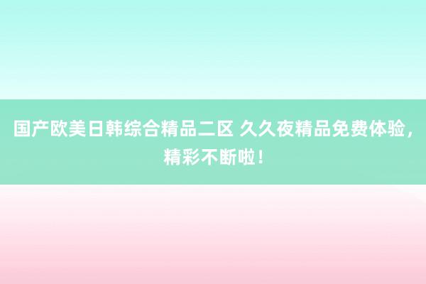 国产欧美日韩综合精品二区 久久夜精品免费体验，精彩不断啦！